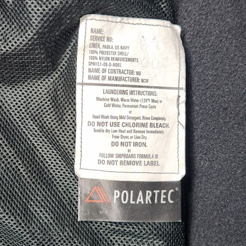 US Navy Parka Liner Large Regular Black Full Zip Polartec Fleece Jacket Military - Picture 5 of 8