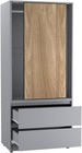 2-Door 2-Drawer Sliding Wardrobe with Hanging Rail & Silent Doors, Bedroom