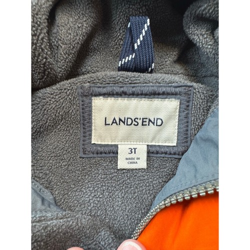 Abrigo/Chaqueta de Invierno LAND'S END BOYS; TALLA 3T; GRIS Y NARANJA - Imagen 3 de 15
