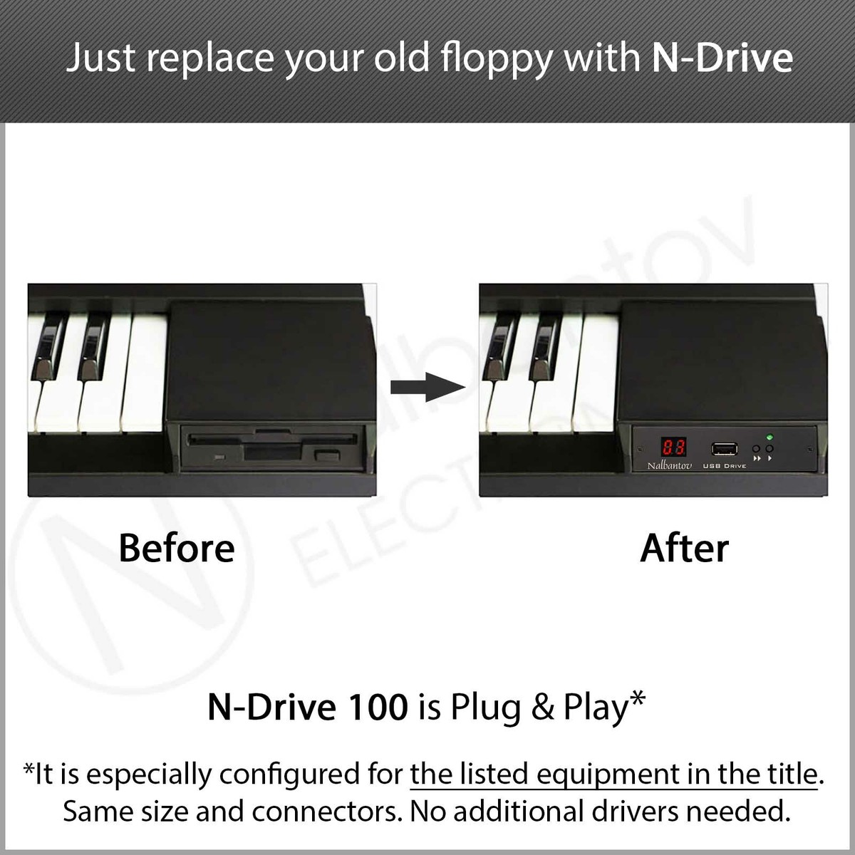 USB Floppy Emulator N Drive 100 for Roland KR 5 7 277 577 977 1070 1077 HP557