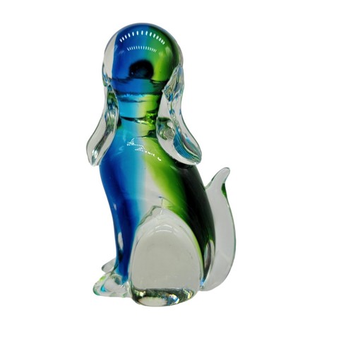 Kunstglas Somerso blau grün Hund klarer Boden Briefbeschwerer - Bild 4 von 10