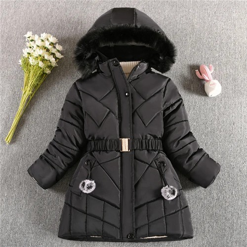 Winter Keep Warm Girls Jacket Detachable Plush Collar Hooded for Kids 4-10 Years - Picture 25 of 28