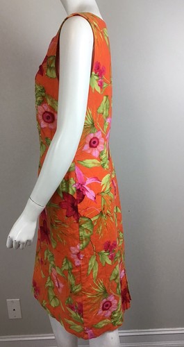 Miss Dorby , Orange , Linen Blend Floral Beaded Dress , 14 - Picture 5 of 8