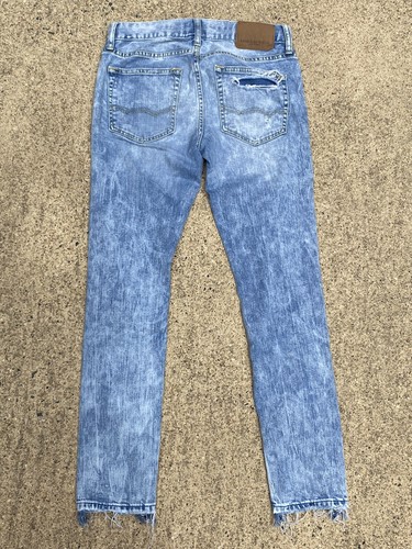 American Eagle Mens 28X30 Light Wash Skinny Slim Destroyed Distressed - Picture 3 of 5