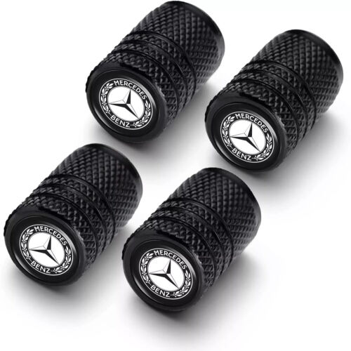 4PCS Metal Car Tire Valve Caps Valve Stem Cover Compatible with Mer_cedes Black2 - Picture 2 of 11