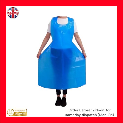 100pcs Blue Plastic Aprons Disposable For adults Size 70 X 120cm, 10Microns - Picture 1 of 2
