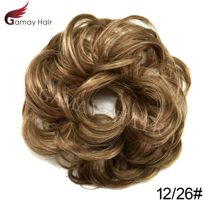 Large Curly Messy Rose Bun Hair Piece Scrunchie Ponytail Natural As Human Hair - Picture 26 of 44