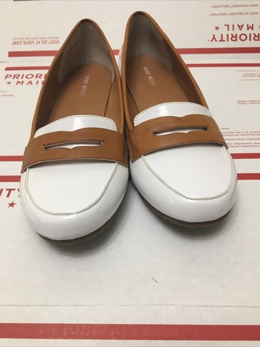Nine West MARLIN3Y White Brown Trim Penny Loafers Shoes 8M - Picture 5 of 12