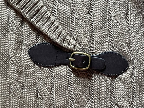 NWT Calvin Klein Women’s L Taupe Cable Knit Shawl Collar Buckle Sweater Dress - Picture 7 of 9