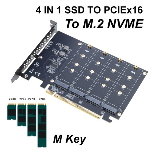 High Performances PCIe 4.0 X16 Adapter Card Supports 4x2280 NVMe M.2 M-Key SSDs - Afbeelding 2 van 8
