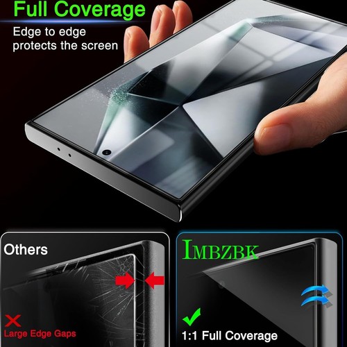 IMBZBK 3 Pack Screen Protector for Samsung Galaxy S24 Ultra Tempered Glass 3 Pac - Picture 2 of 8