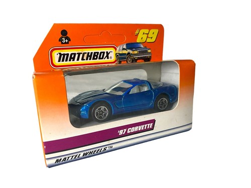 Vintage Matchbox 1997 Corvette Blue Diecast #69 Unopened in Original Box Mint - Picture 6 of 13