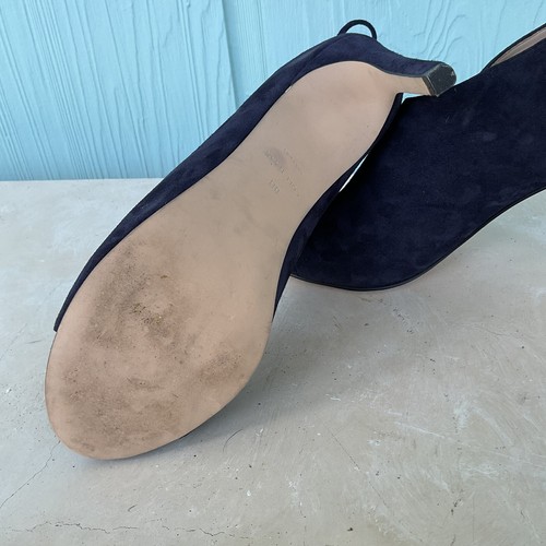 Cole Haan Emmett Bootie Women’s 8 Navy Blue Suede Peep Toe Sling Back - Picture 7 of 8