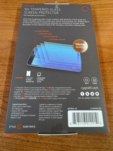 Cygnett Toughened 9H Premium Glass Screen Protector for Samsung Galaxy Note 5 - Picture 2 of 2