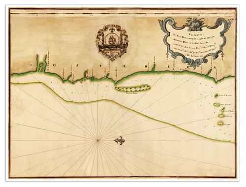 Elegant Map Plano de COSTA RICA circa 1758 - measures 18" high x 24" wide
