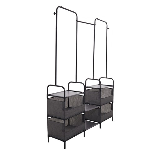 Heavy Duty Double Clothes Rail Rack Garment Hanging Stand Open Wardrobe Shelf UK - Picture 5 of 9