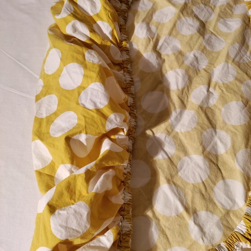 The Land Of Nod Fitted Crib Sheet Yellow w/ White Polka Dots #1 CRYE Peep Dot - Picture 14 of 21