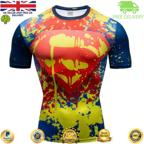 Mens t shirt compression top gym superhero avengers movie theme muscle superman - Picture 10 of 82