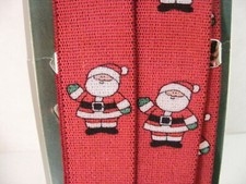 Santa Claus Christmas Red Suspenders Unisex Men's Ladies Silver-Toned Hardware