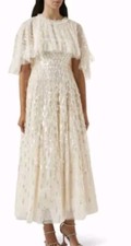 *NEEDLE AND THREAD Womens 16 Beige Sequin Das...