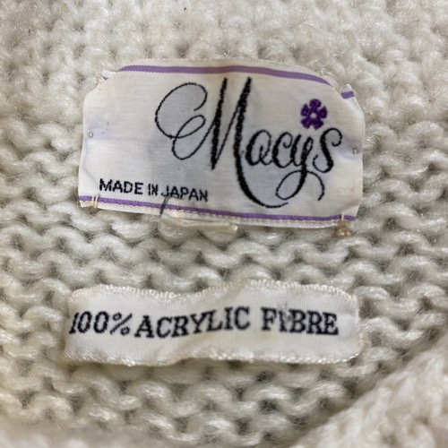 VTG 50S 60S MACYS BUTTON UP CARDIGAN WOMENS KNIT IVORY MADE IN JAPAN SIZE 38 - Picture 3 of 5