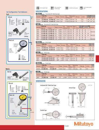 Mitutoyo 513-443-10A - Quadrante T.I, inclinato, set medio gamma 0,016" /.0001" gradi - Foto 3 di 3