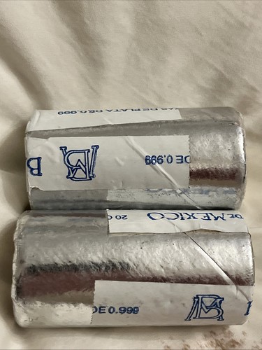 1985 UNCIRCULATED UNOPENED 2 ROLLS OF SILVER ONE ONZA MEXICO LIBERTAD Rare