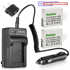 Kastar Battery AC Travel Charger for SJCAM SJ4000B SJ4000 & SJCAM SJ9000 Camera
