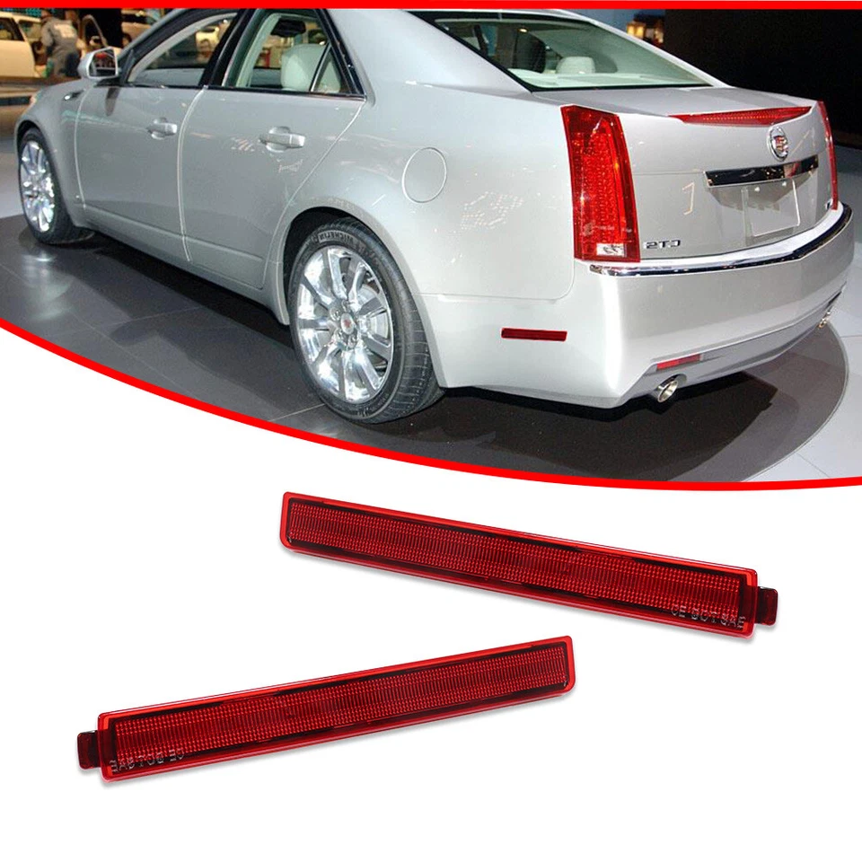 2x reflectores de luz de señalización lateral de parachoques trasero rojo para Cadillac CTS CTS-V 2008-2013 Foto 2 de 4