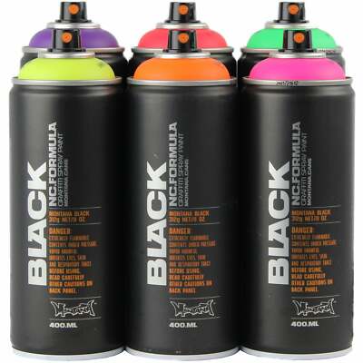 Montana Black 6er Pack Infra fluoreszierende Sprühfarbe - Hochdruck - 6x400ml Dose