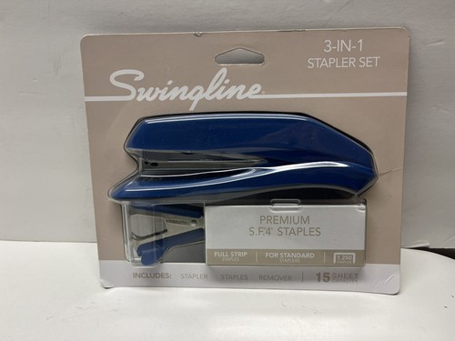 Swingline Blue Stapler Standard Desk Bonus Pack Staples & Paper Clips #54567 New - Picture 1 of 3
