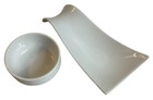 White Spoon Rest Holder Ceramic Bowl Simple Dining Kitchen Contemporary Modern