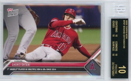 2023 TOPPS NOW MLB #767 SHOHEI OHTANI MLB HISTORY - BGS BLACK LABEL QAUD 10