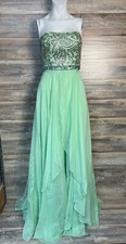 Sherri Hill Strapless Mint Green Jeweled Bodice Formal Prom Dress Size 4 NWOT