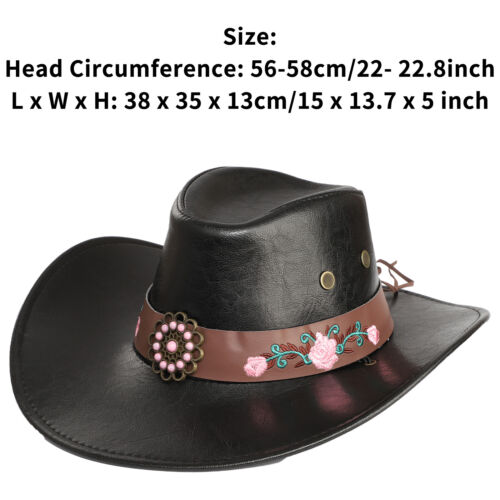 Erwachsene Herren Damen Cowboy Cowgirl Hut Western breite Krempe Kappe flexible Kopfbedeckung 1 Stück - Bild 15 von 57