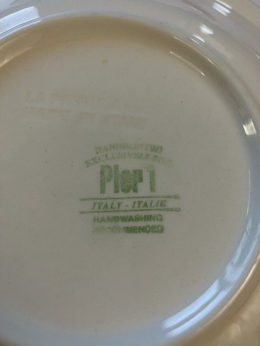 3-Pier 1 Imports 8" SALAD Desert Bread Plates Set Border Stripes Colorful Bands - Picture 4 of 4