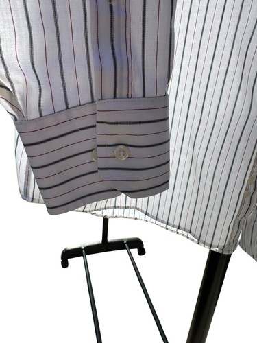 DONALD TRUMP Button-Up Dress Shirt Mens Large 17 32/33 White Grey Red Cotton 2V - Picture 3 of 11