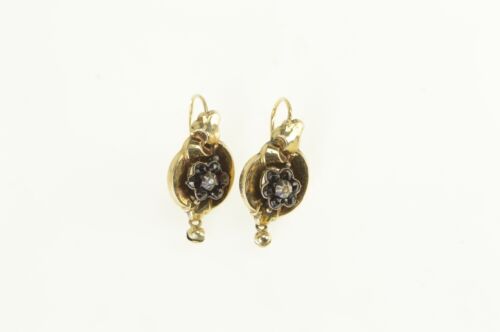 9K Victorian Seed Pearl Garnet Ornate Earrings Ye… - image 1