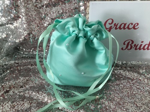 BOLSO DOLLY SATINADO DUQUESA PERLA MENTA MUCAMA GRADUACIÓN NIÑA DE LAS FLORES*HECHO/VENDEDOR EN REINO UNIDO* - Imagen 6 de 6