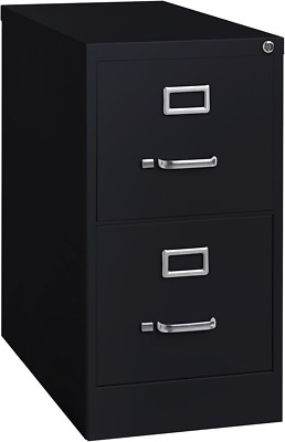 2-Drawer Vertical File with Lock, 15 by 25 by 28-3/8-Inch, Black