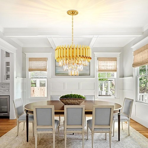 Lámpara colgante de cristal de lujo, lámpara colgante de cristal redonda, para pasillo de comedor, baño - Imagen 8 de 8