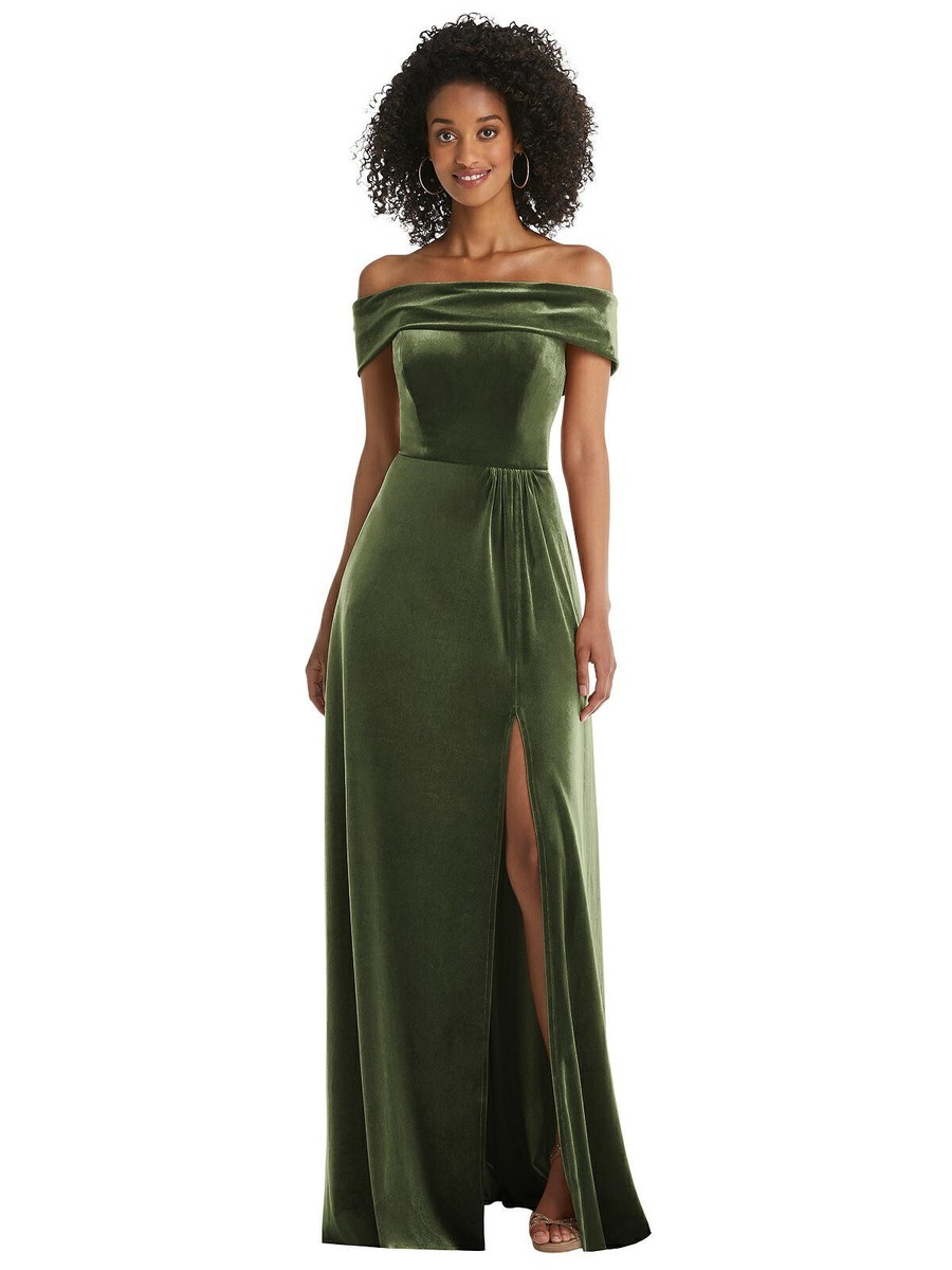 Elegant Solid Flounce Slit Off the Shoulder Princess Dresses Elegant Solid Flounce Slit Off the Shoulder Princess Dresses