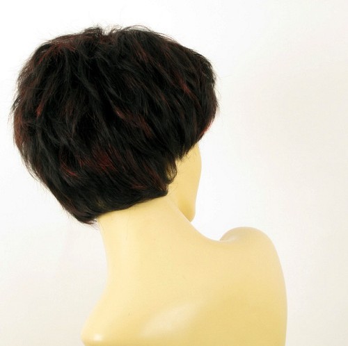 wig for women 100% natural hair black and red wick ref SYLVIE 1b410 PERUK - Picture 6 of 8