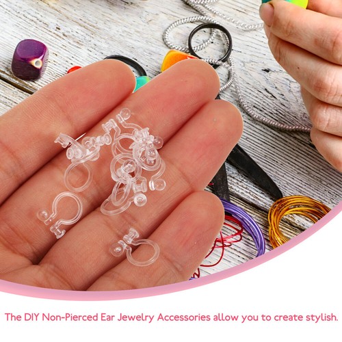économies 50 Pcs Earring Converter Plastic Earrings for Sensitive Ears Clip-on Clips