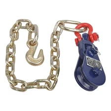 3/8" X 2' Tow Chain w/ 2 Ton Snatch Block Sheave Truck Rollback Carrier Wrecker