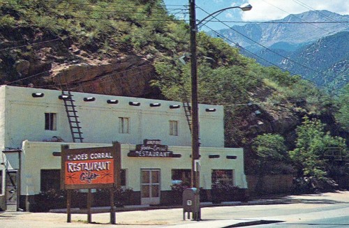 old Colorado photo postcard, Manitou Springs CO Joe's Corral Restaurant  C2 - Picture 1 of 3