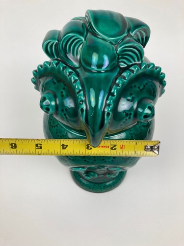 RARO Barattolo/Biscottiera Meiselman Italia Ceramica Verde GUFO Alto 10", con etichetta - Foto 8 di 13