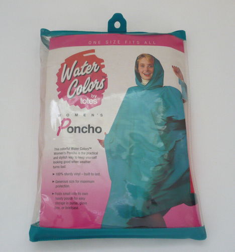 1995 Water Colors by Totes Women's Red Poncho One Size Fits All New - Picture 3 of 4