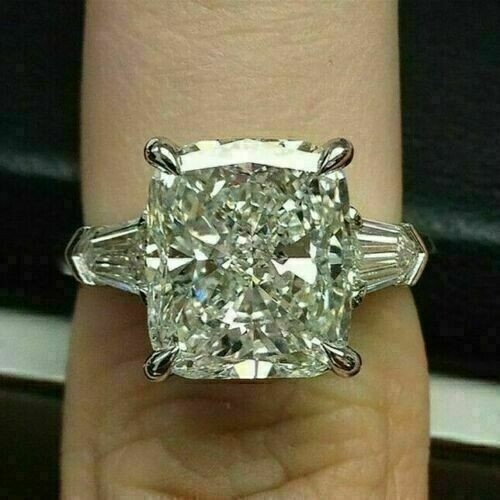 4.35Ct Cushion VVS1 Lab Created Diamond Engagement 14K White Gold Finish Ring - Picture 6 of 6