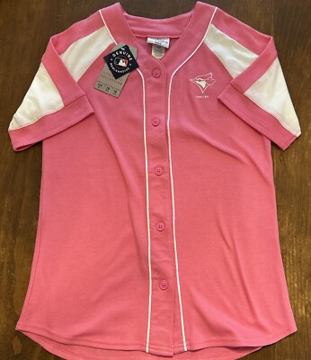 MLB Toronto Blue Jays Girls L 14 Pink Button Up Jersey By Genz NWT Genuine